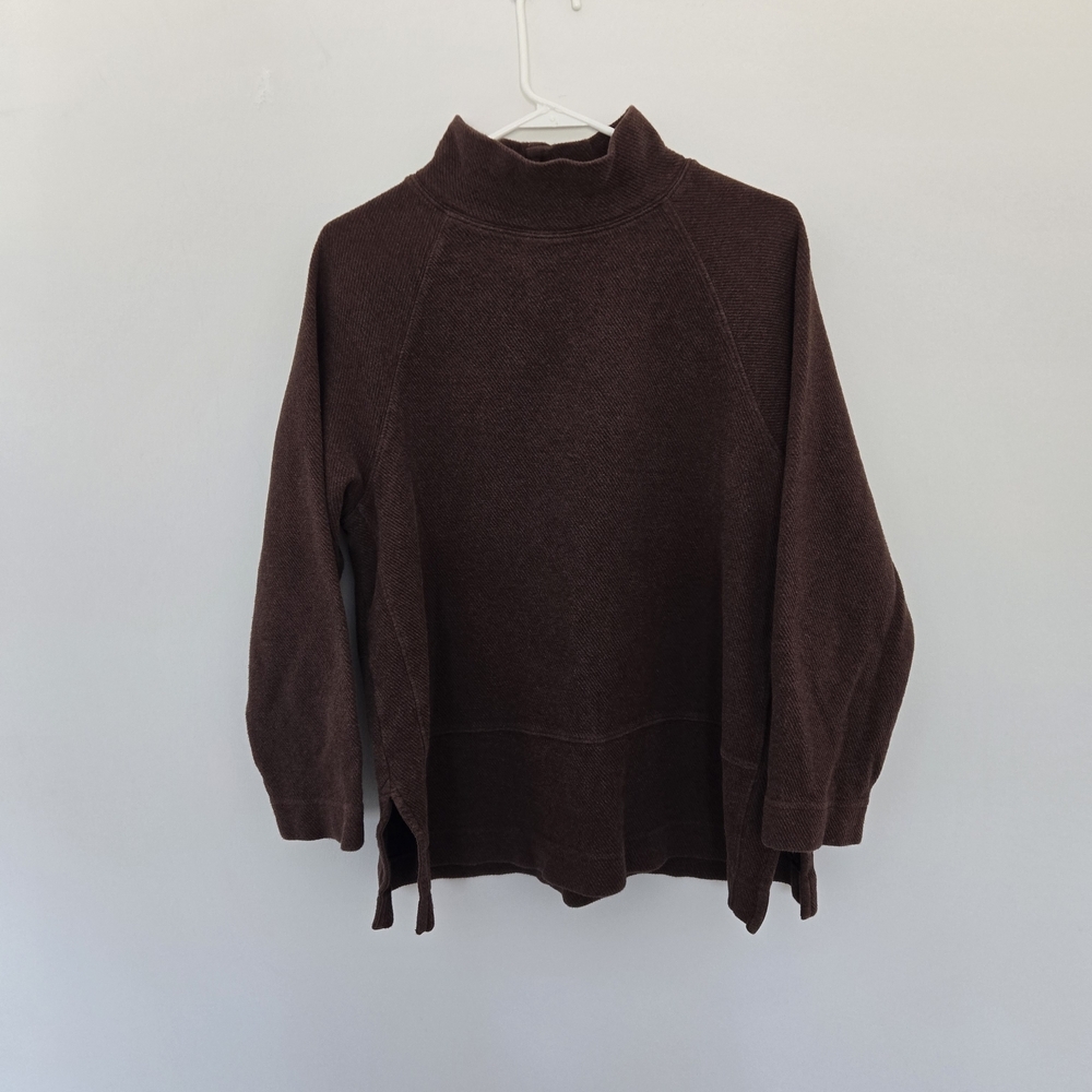 Poetry Brown Cotton Mock Neck Knit Tunic Minimalist Normcore | size 12